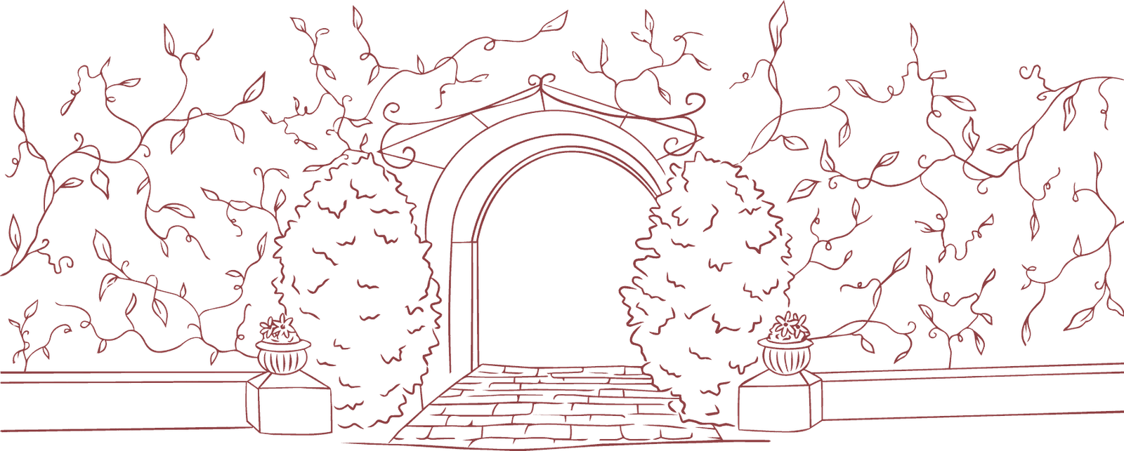 Ilustración de línea del arco de entrada de Estancia La Linda
